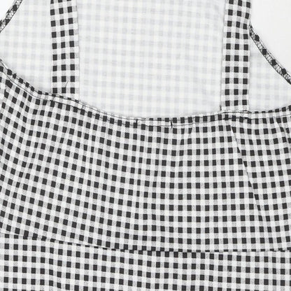 Select Womens Black Check Polyester Tank Dress Size 18 Square Neck Pullover