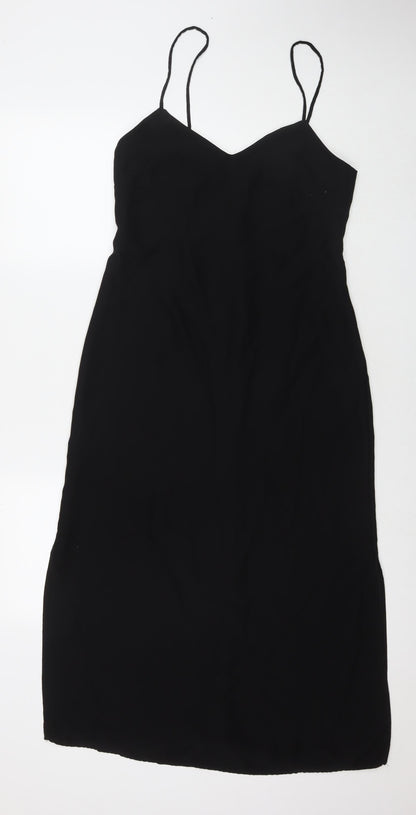 Mango Womens Black Polyester Maxi Size S V-Neck Zip