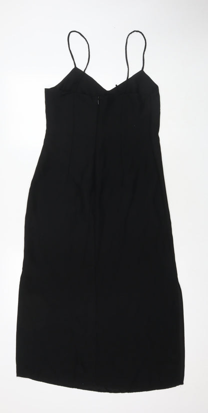 Mango Womens Black Polyester Maxi Size S V-Neck Zip