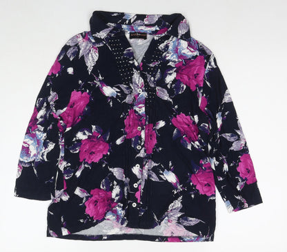 Womens UK Size L Anna Rose Black Basic Button-Up