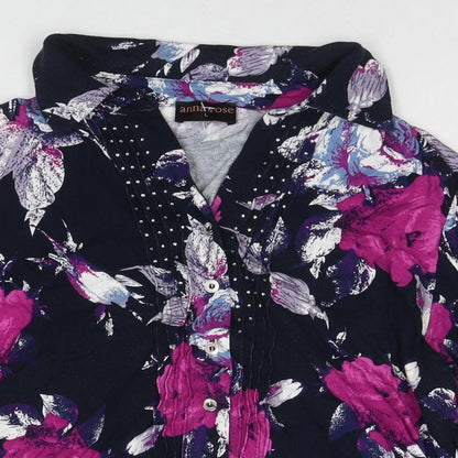 Womens UK Size L Anna Rose Black Basic Button-Up