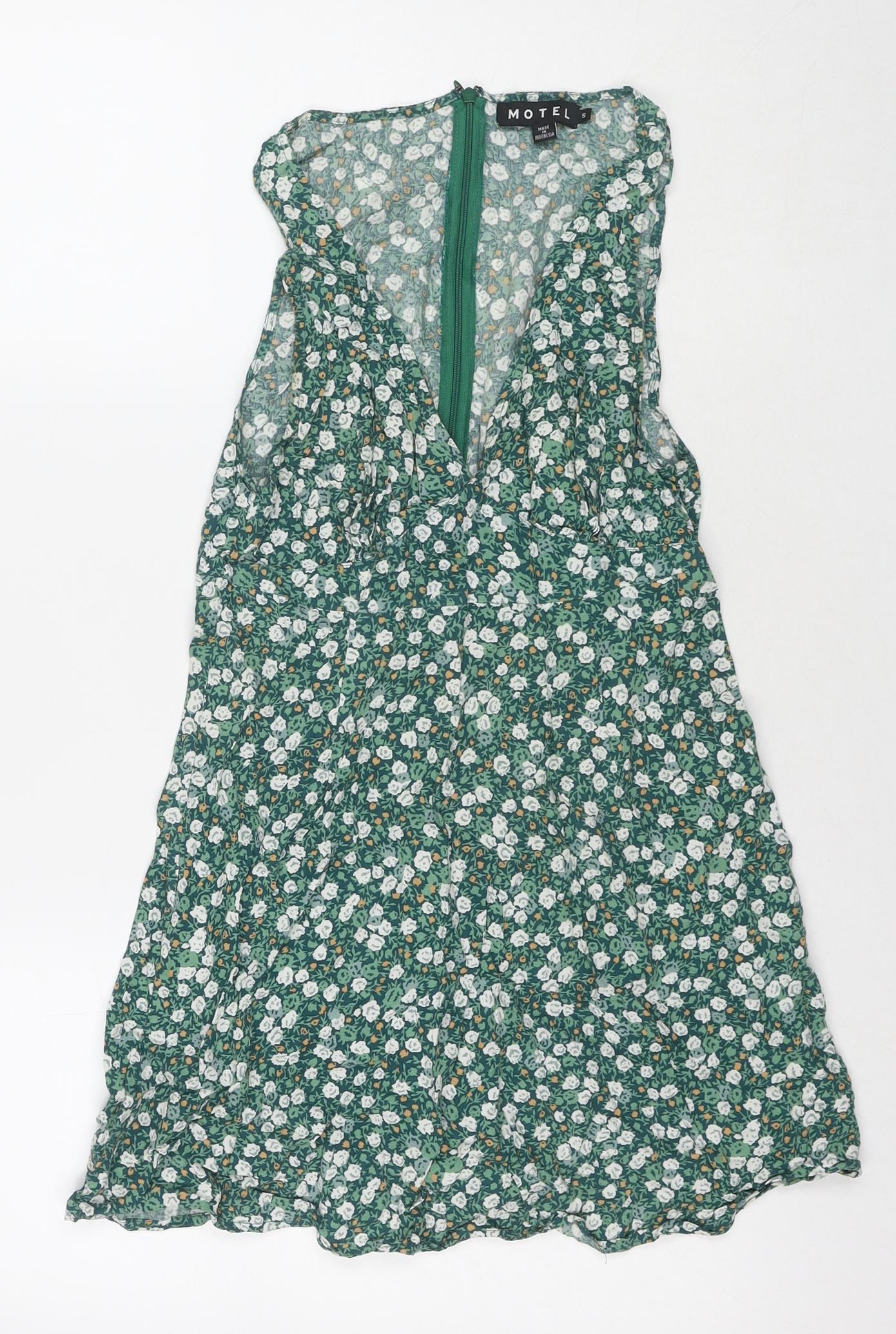 Womens UK Size S Motel Green Basic Tank
