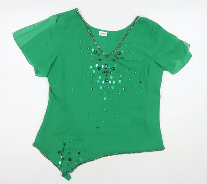 Womens UK Size 14 Together Green Basic Blouse