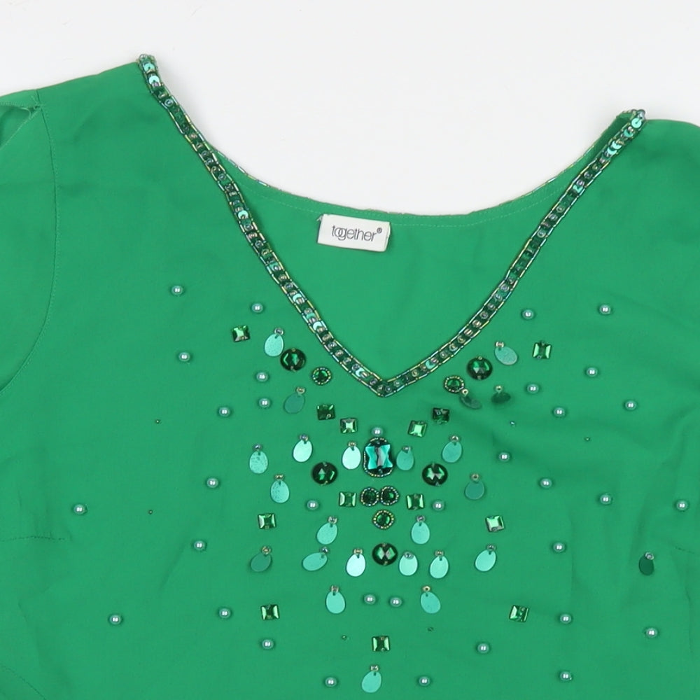 Womens UK Size 14 Together Green Basic Blouse
