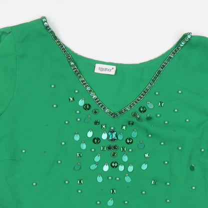 Womens UK Size 14 Together Green Basic Blouse
