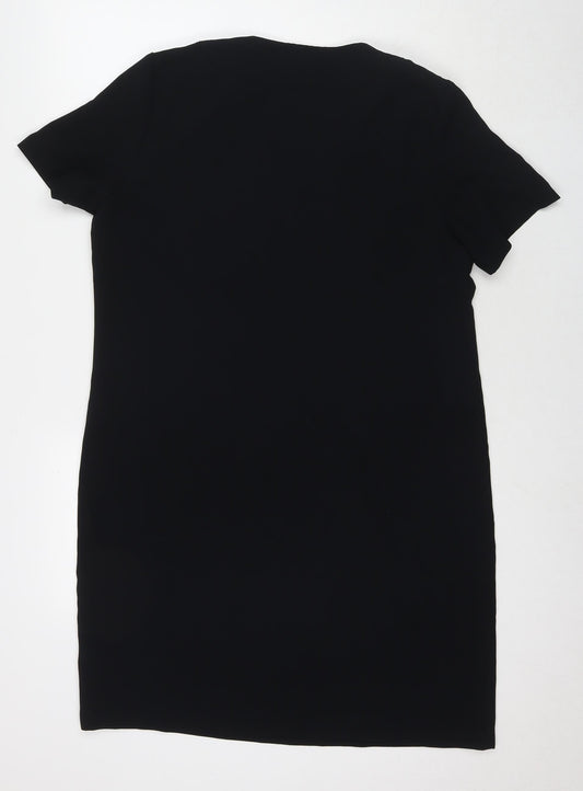 Marks and Spencer Womens Black Polyester A-Line Size 14 V-Neck Pullover
