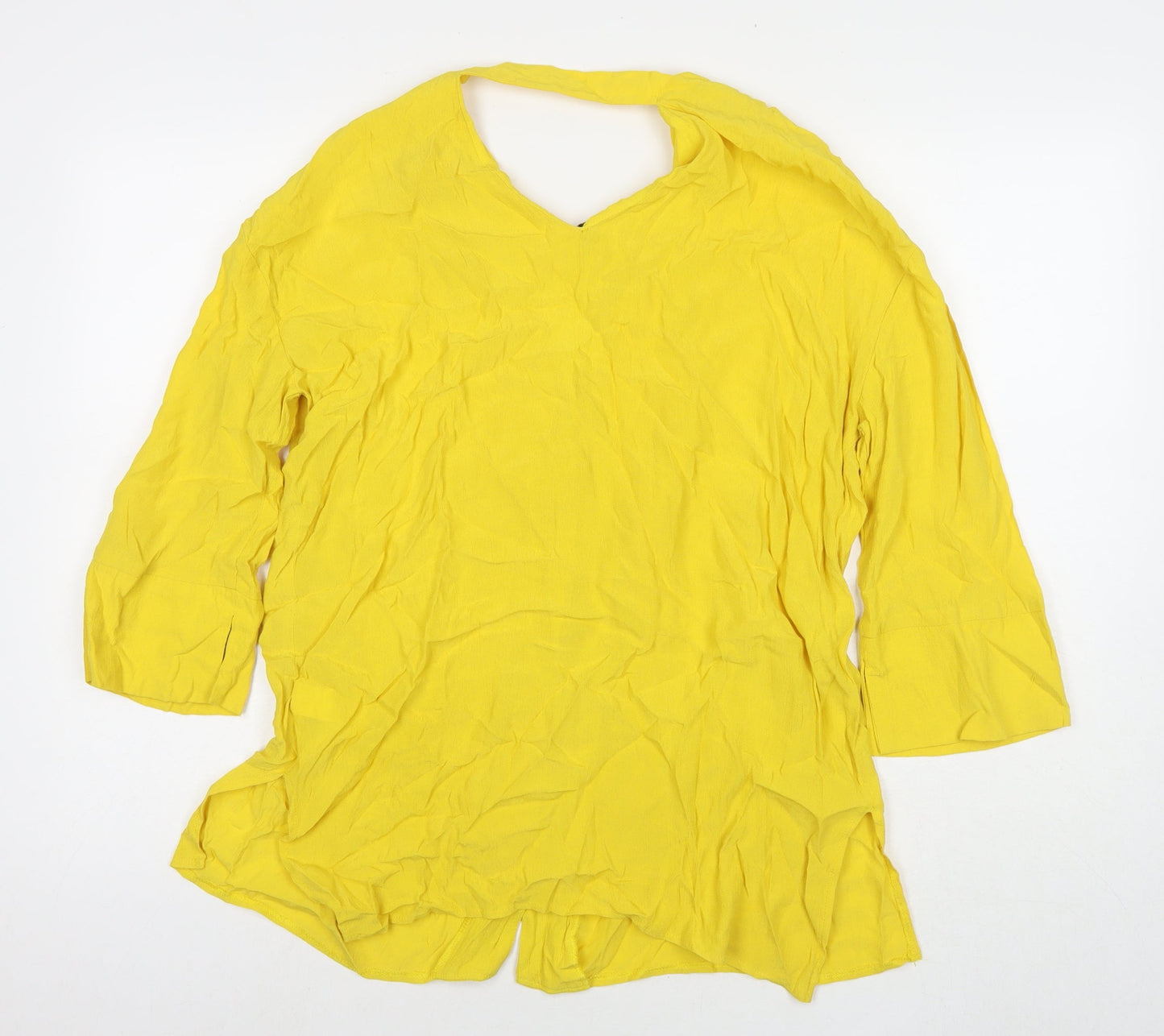 Womens UK Size 10 River Island Yellow Tunic Button-Up