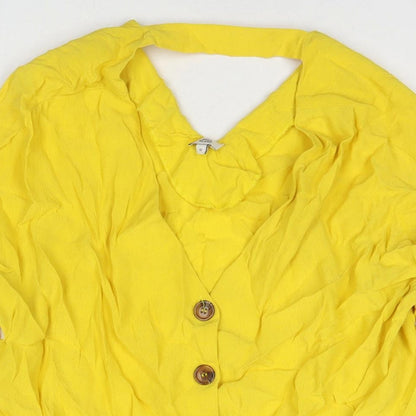 Womens UK Size 10 River Island Yellow Tunic Button-Up