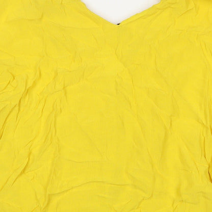 Womens UK Size 10 River Island Yellow Tunic Button-Up