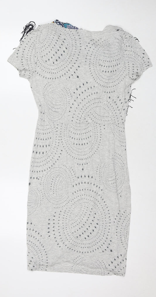 Desigual Womens Grey Viscose T-Shirt Dress Size L Round Neck Pullover