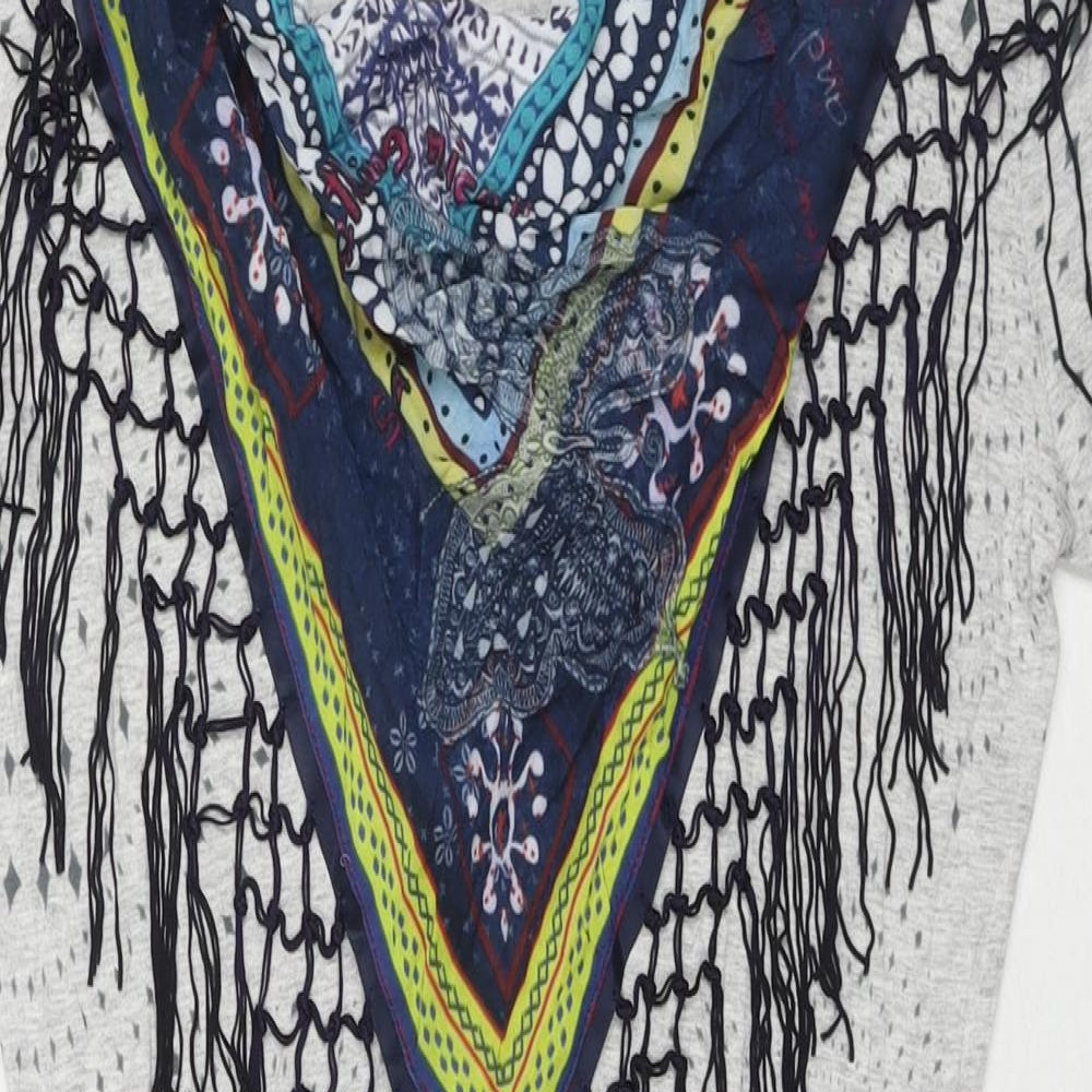 Desigual Womens Grey Viscose T-Shirt Dress Size L Round Neck Pullover