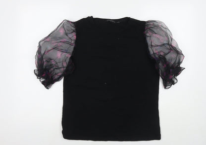 Womens UK Size 14 Dorothy Perkins Black Basic T-Shirt