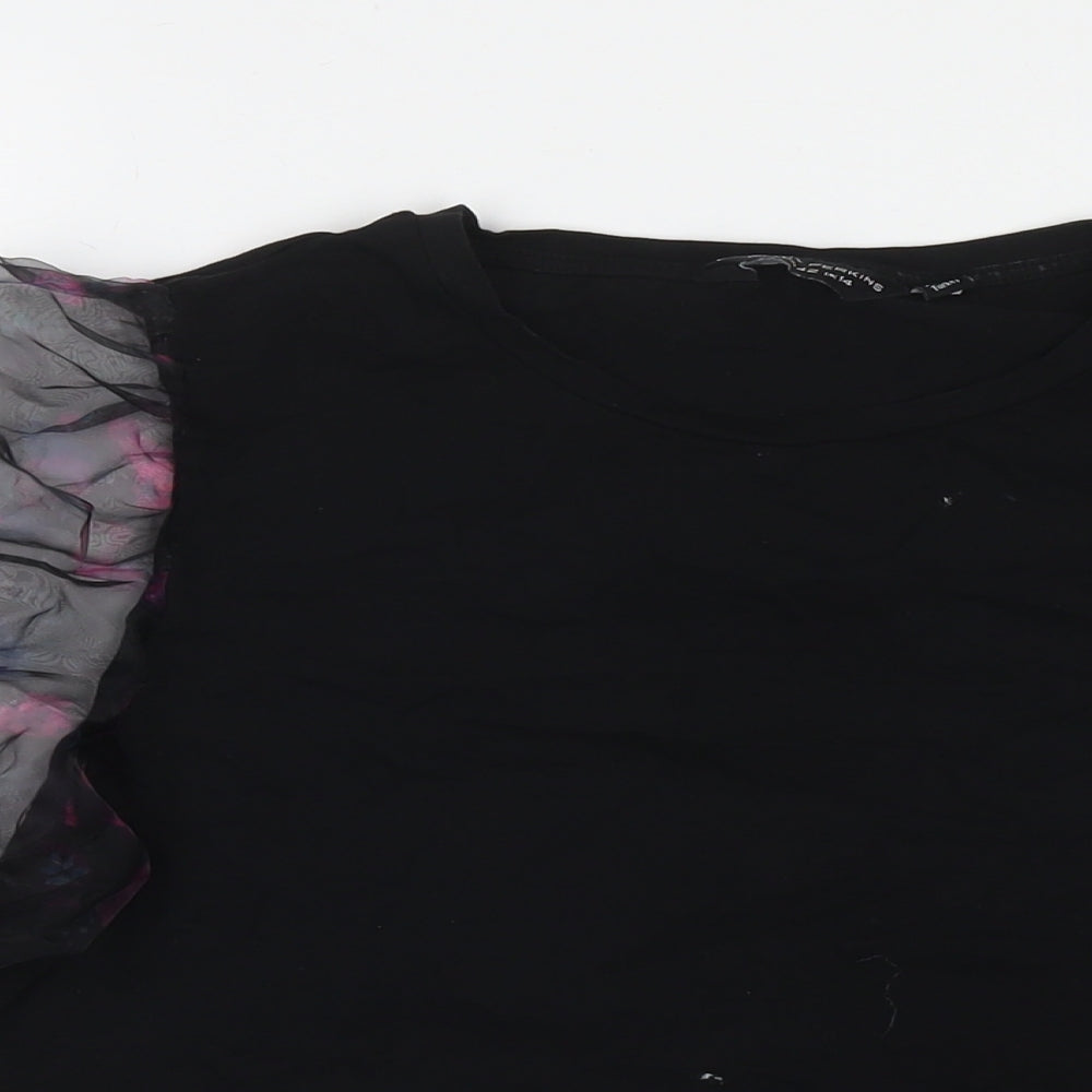 Womens UK Size 14 Dorothy Perkins Black Basic T-Shirt