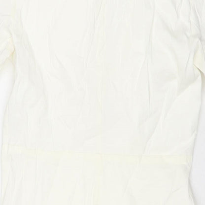 Zara Womens White Viscose T-Shirt Dress Size L Collared Zip