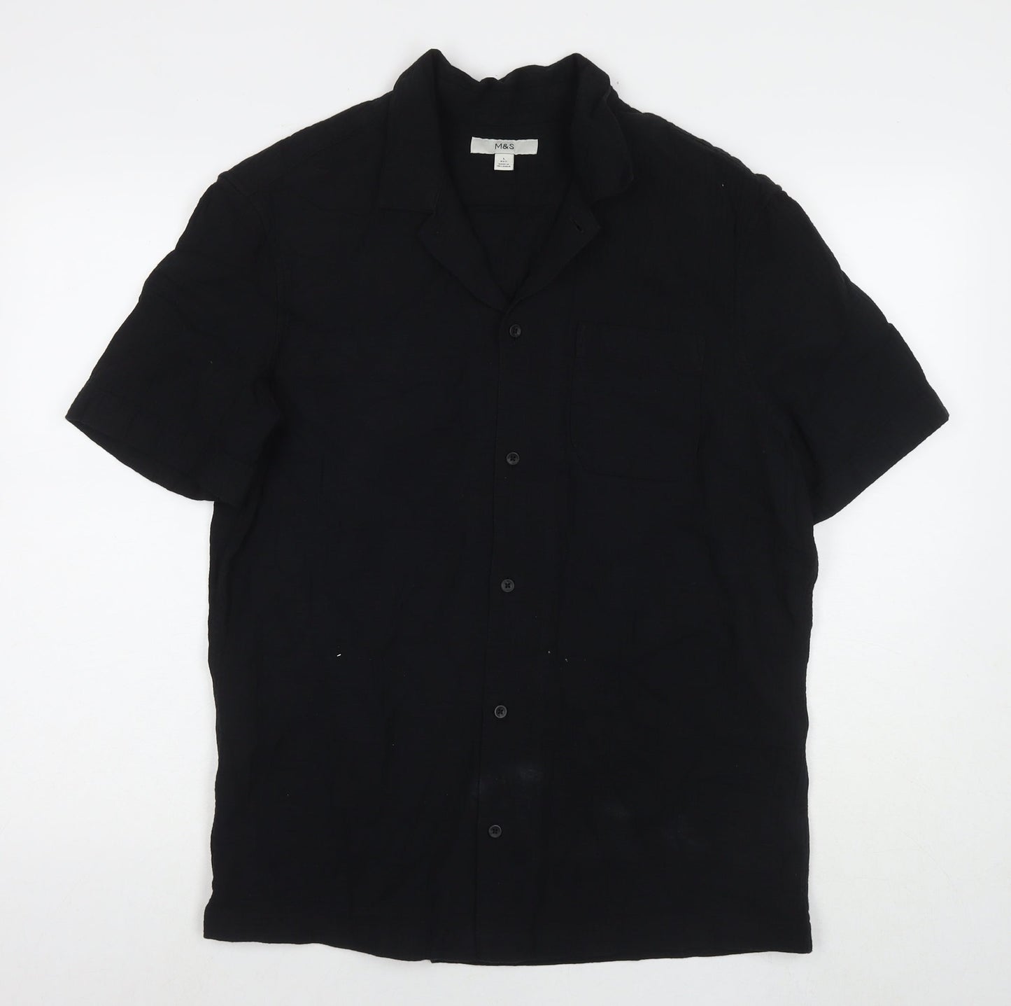Womens UK Size L Marks and Spencer Black Basic Button-Up