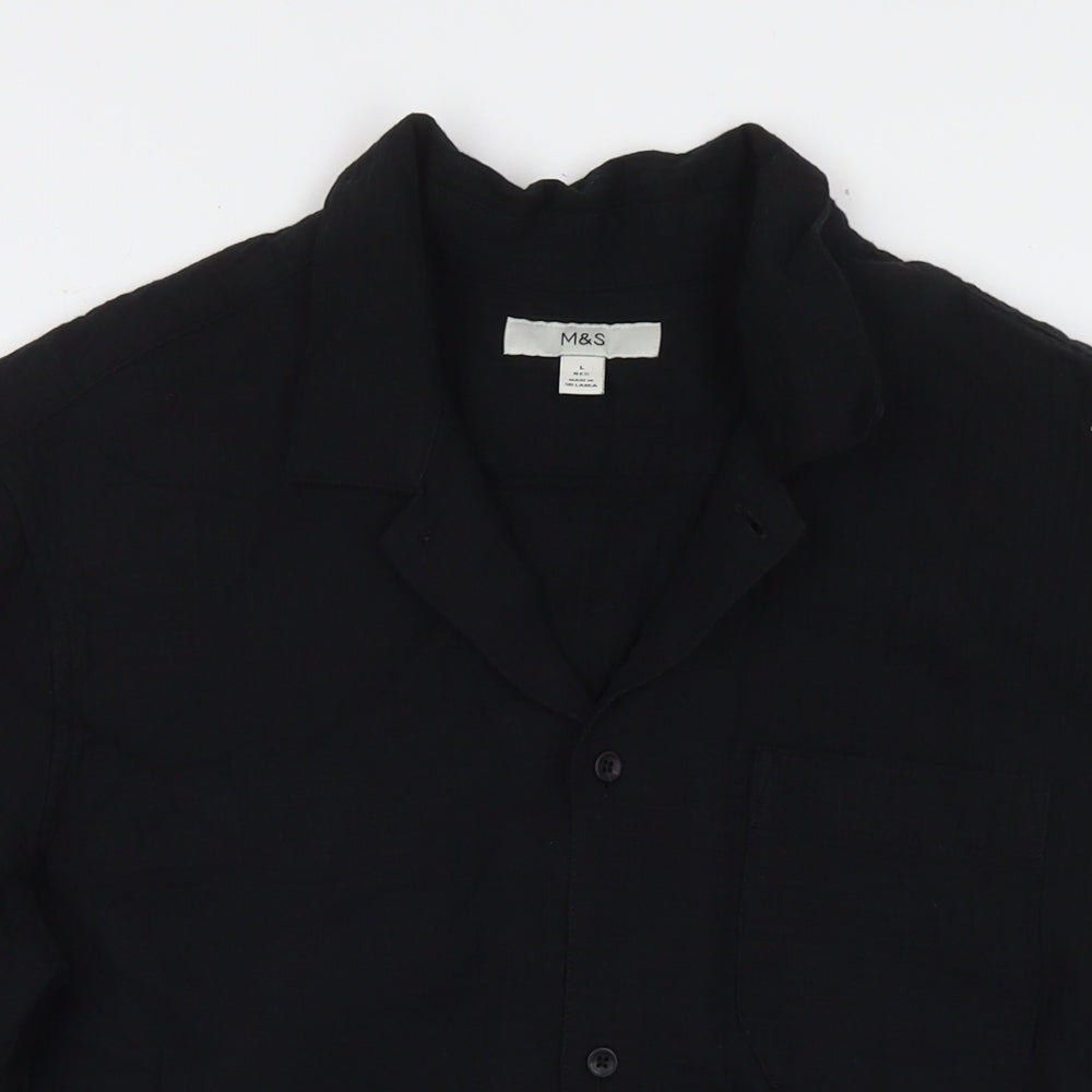 Womens UK Size L Marks and Spencer Black Basic Button-Up