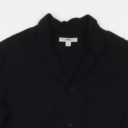 Womens UK Size L Marks and Spencer Black Basic Button-Up