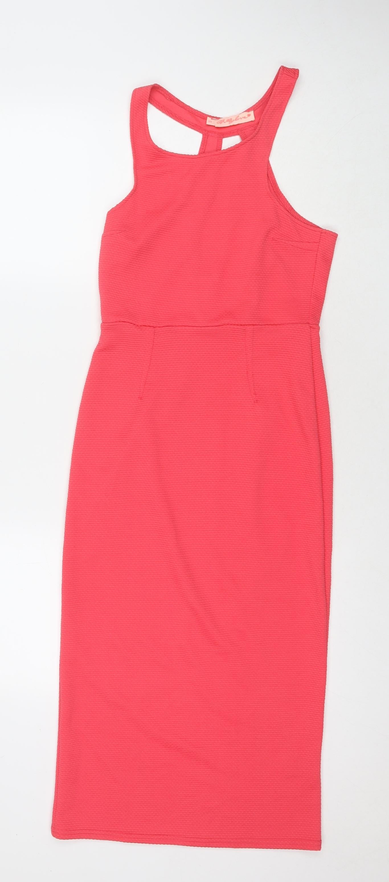 Kelly Love Womens Pink Polyester Pencil Dress Size S Round Neck Pullover