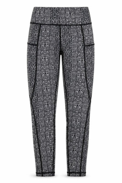 Ouges Womens Black Animal Print Polyester Pedal Pusher Leggings Size XS L25 in Regular Pullover - Leopard Print