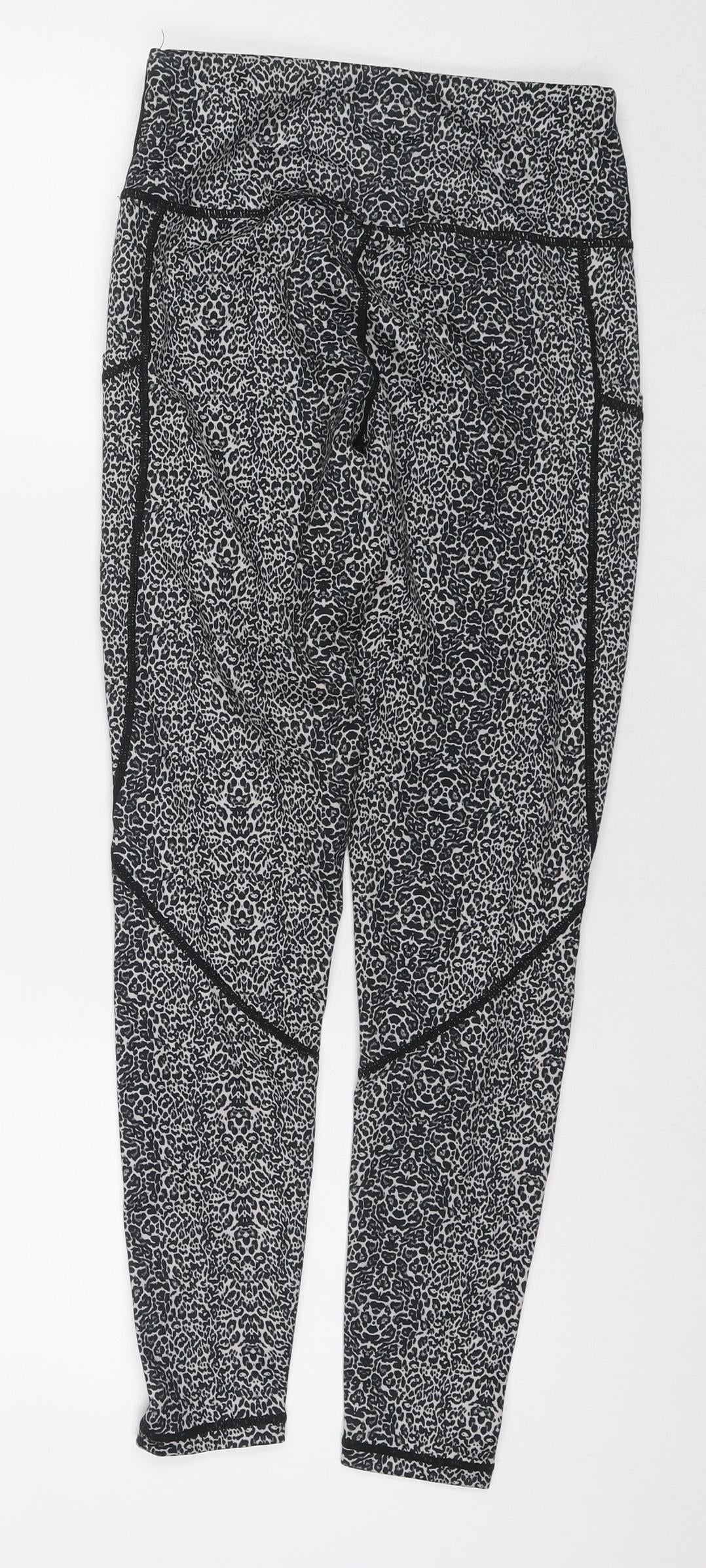 Ouges Womens Black Animal Print Polyester Pedal Pusher Leggings Size XS L25 in Regular Pullover - Leopard Print