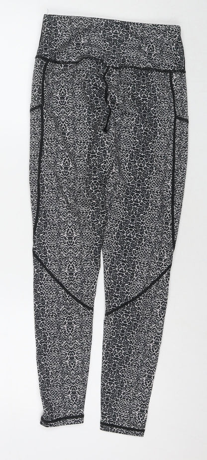 Ouges Womens Black Animal Print Polyester Pedal Pusher Leggings Size XS L25 in Regular Pullover - Leopard Print