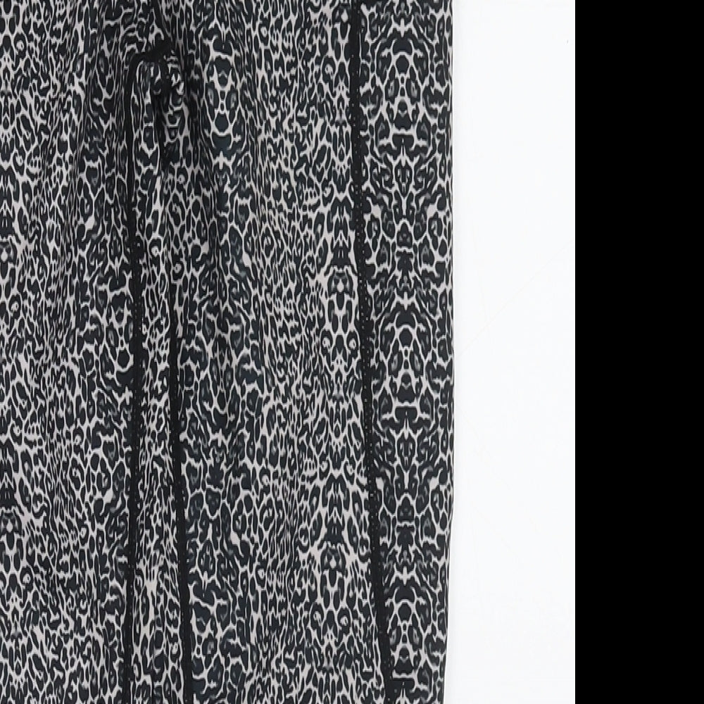 Ouges Womens Black Animal Print Polyester Pedal Pusher Leggings Size XS L25 in Regular Pullover - Leopard Print