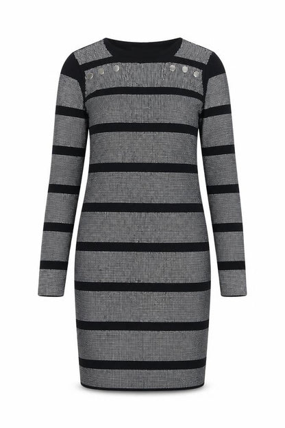 Allyson Womens Black Viscose Bodycon Size M Round Neck Pullover - Embellishment Detail