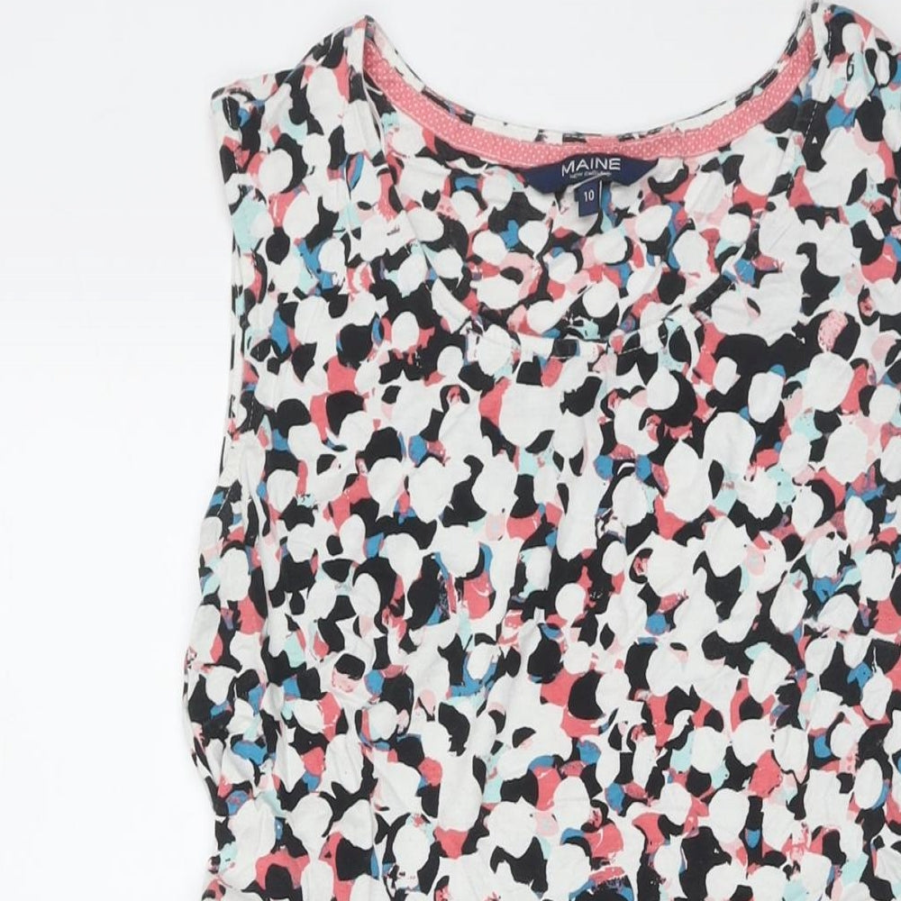 Maine Womens Multicoloured Geometric Viscose Tank Dress Size 10 Round Neck Pullover