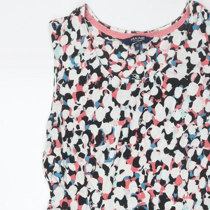 Maine Womens Multicoloured Geometric Viscose Tank Dress Size 10 Round Neck Pullover