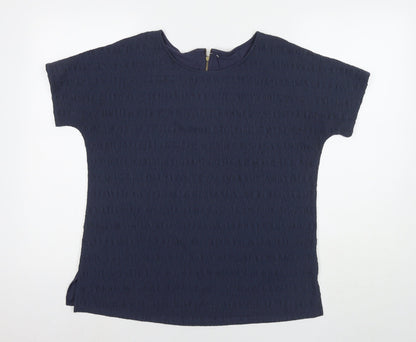 Marks and Spencer Womens Blue Viscose Basic T-Shirt Size 12 Round Neck