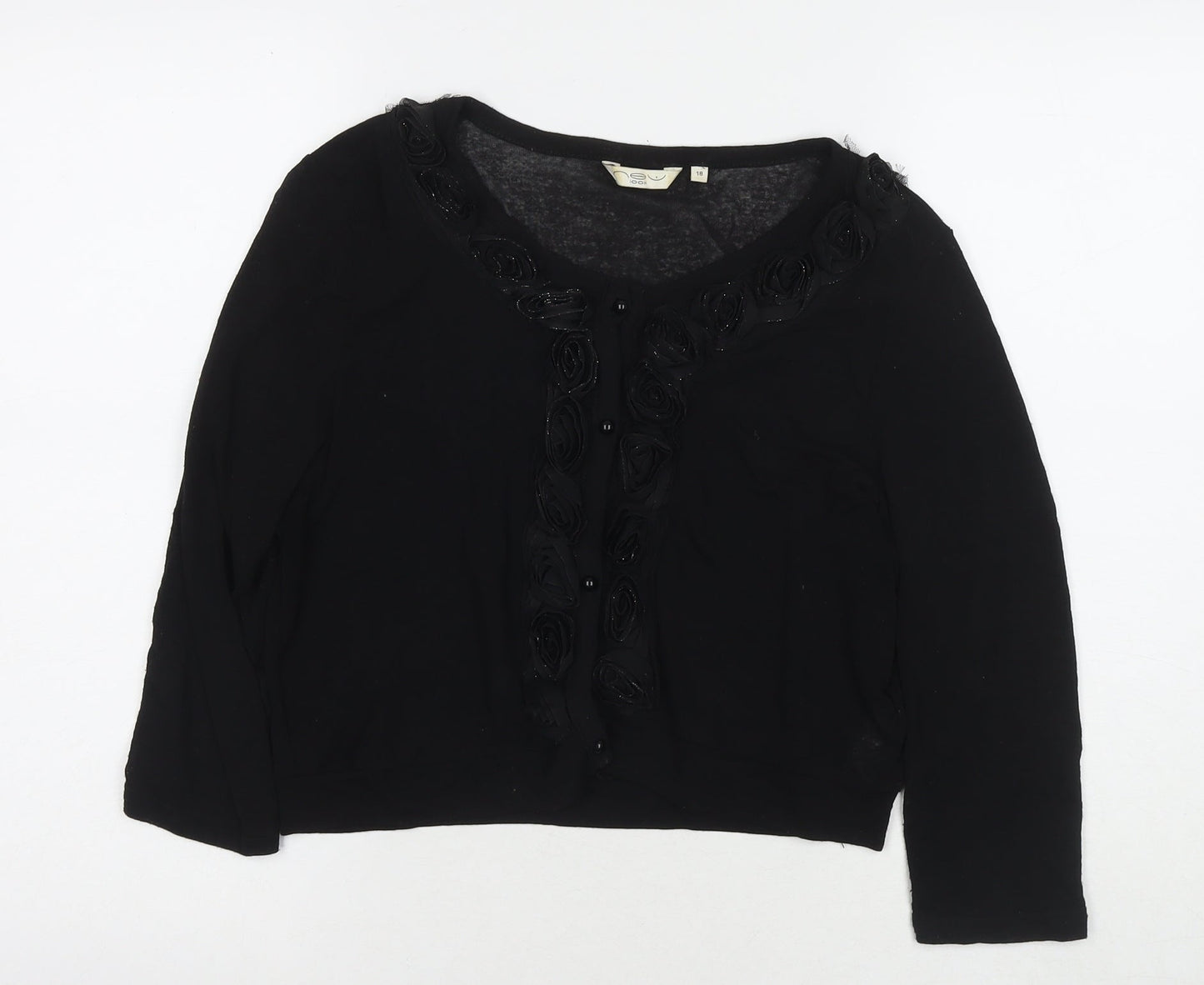 Womens UK Size 18 New Look Black Basic Button-Up