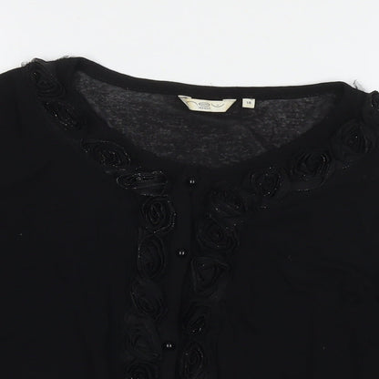 Womens UK Size 18 New Look Black Basic Button-Up