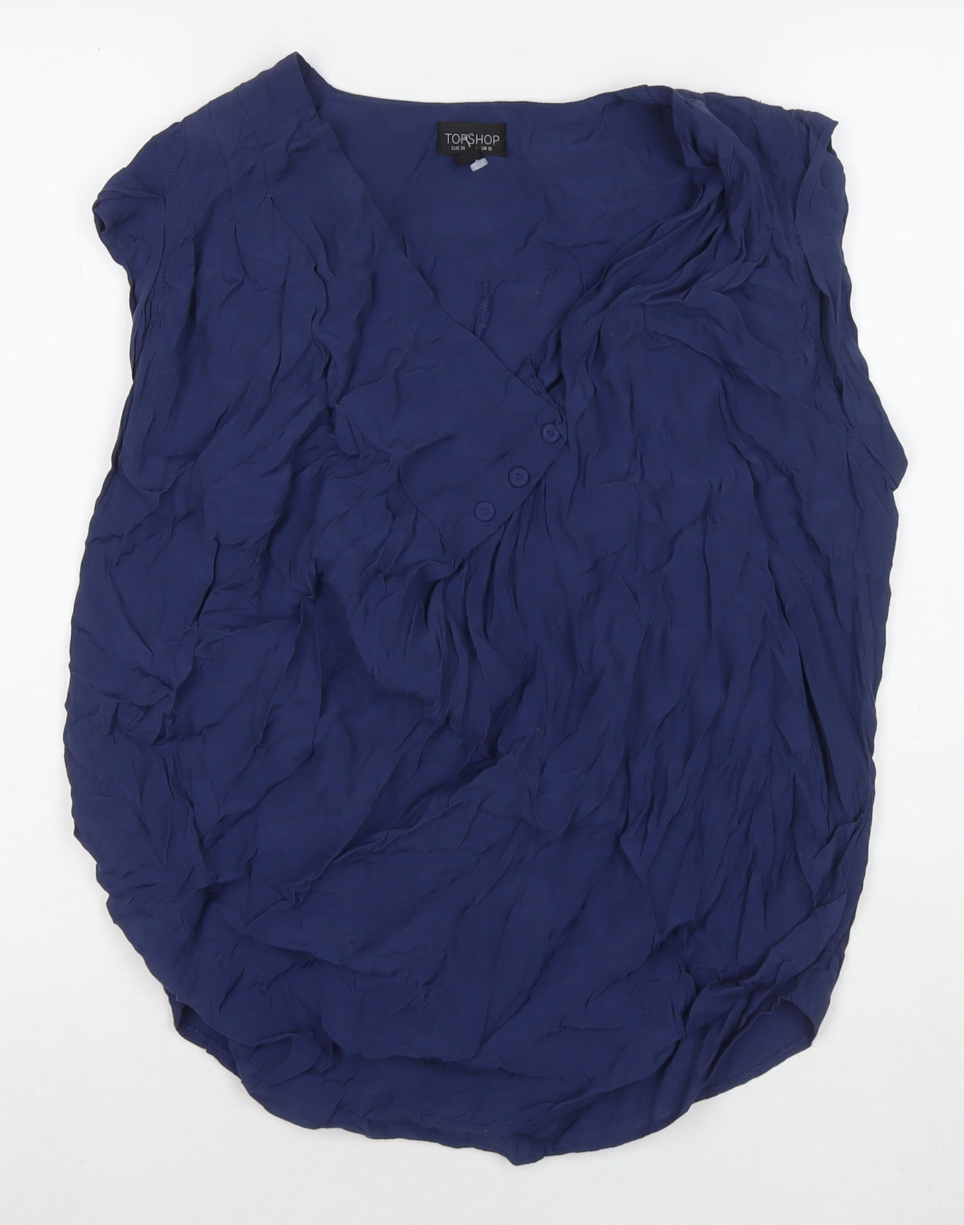 Womens UK Size 10 Topshop Blue Basic T-Shirt