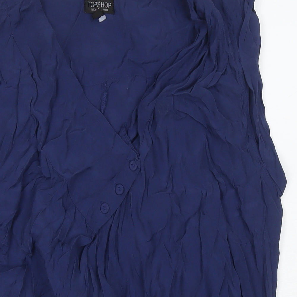Womens UK Size 10 Topshop Blue Basic T-Shirt