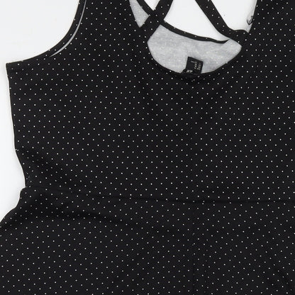 H&M Womens Black Polka Dot Cotton Fit & Flare Size XL Round Neck Pullover