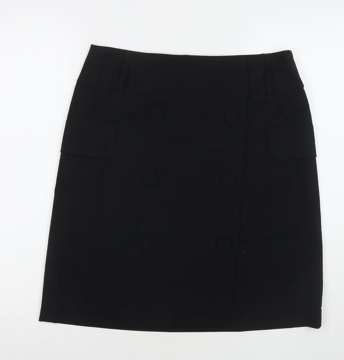 Gerry Weber Womens Black Polyester A-Line Skirt Size 14 Button