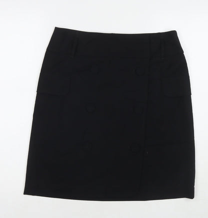 Gerry Weber Womens Black Polyester A-Line Skirt Size 14 Button
