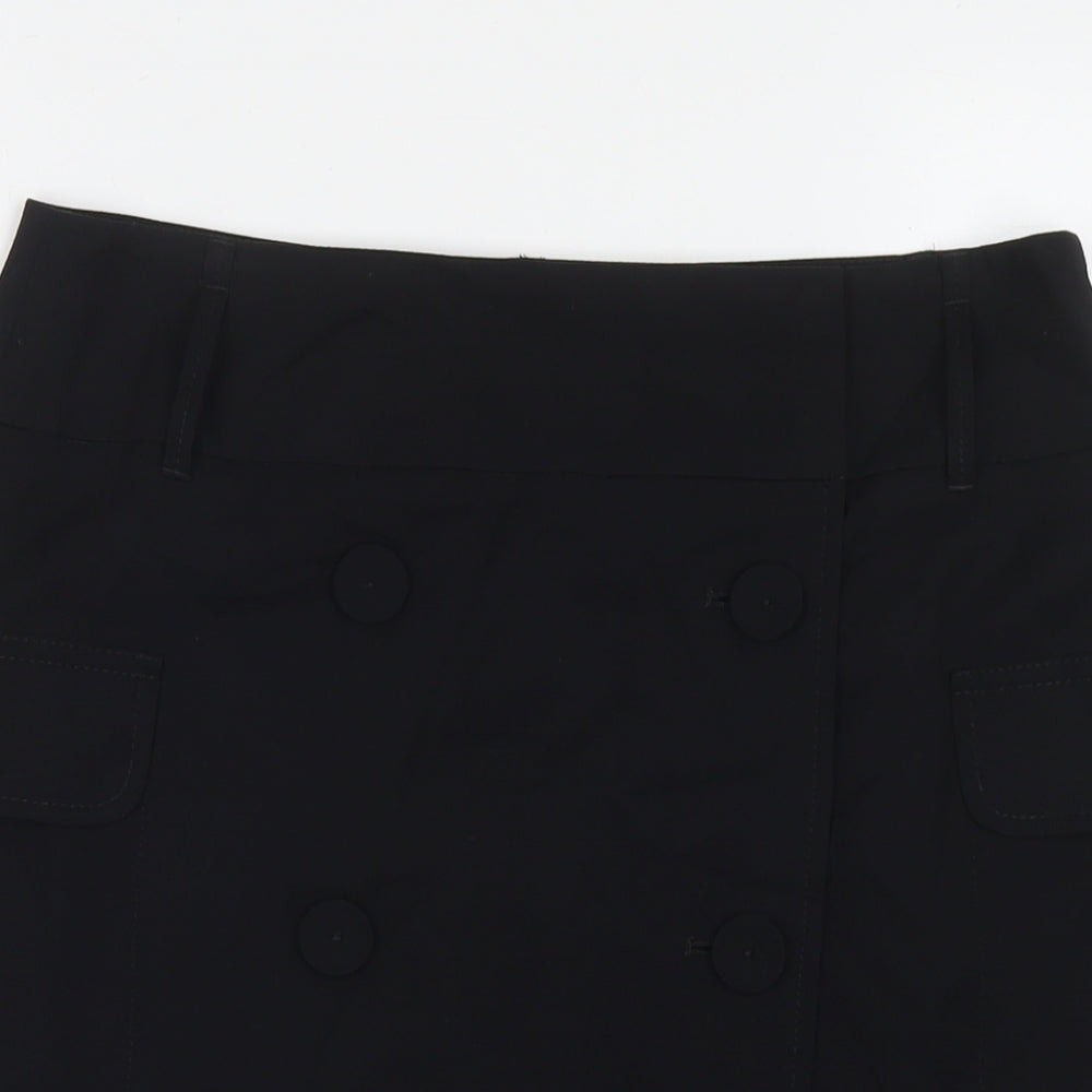Gerry Weber Womens Black Polyester A-Line Skirt Size 14 Button