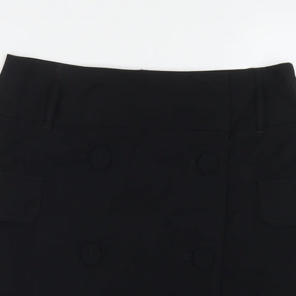Gerry Weber Womens Black Polyester A-Line Skirt Size 14 Button