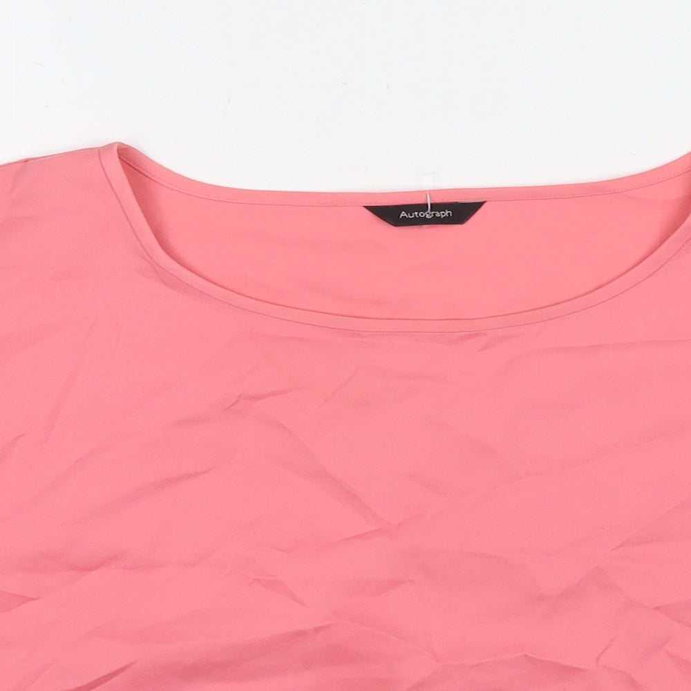 Autograph Womens Pink Polyester Basic T-Shirt Size 12 Round Neck