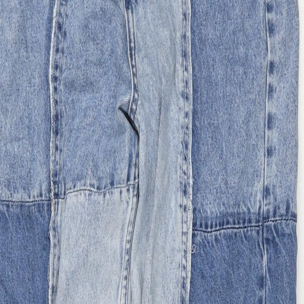 Topshop Womens Blue Cotton Straight Jeans Size 30 in L32 in Regular Zip - Patched Pattern