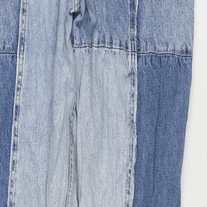 Topshop Womens Blue Cotton Straight Jeans Size 30 in L32 in Regular Zip - Patched Pattern