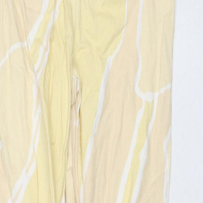 Monki Womens Yellow Geometric Cotton Straight Jeans Size 10 L29 in Regular Zip