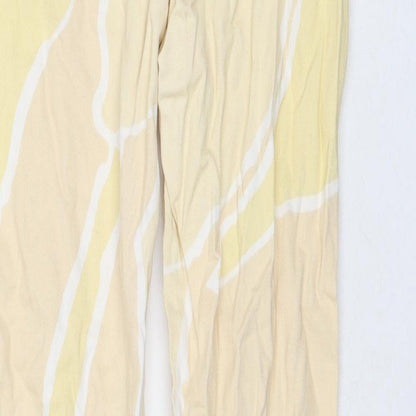 Monki Womens Yellow Geometric Cotton Straight Jeans Size 10 L29 in Regular Zip