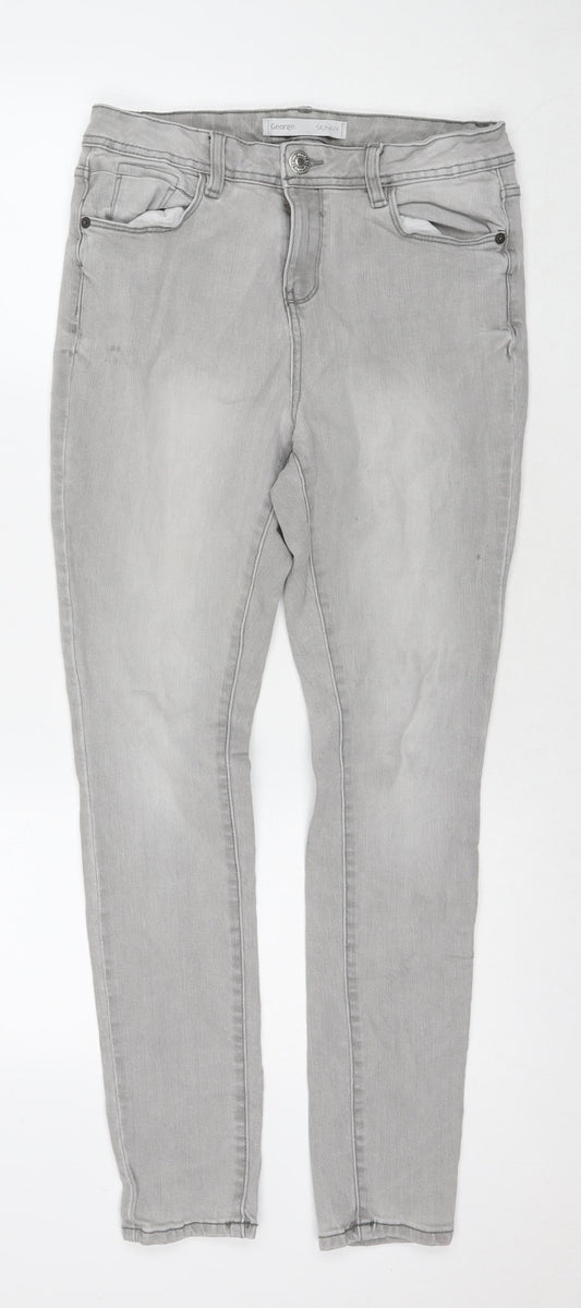 George Womens Gold Cotton Skinny Jeans Size 10 L28 in Regular Zip