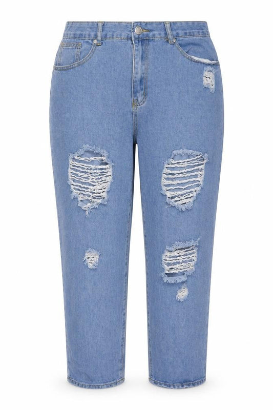 Boohoo Womens Blue Cotton Mom Jeans Size 16 L28 in Regular Zip
