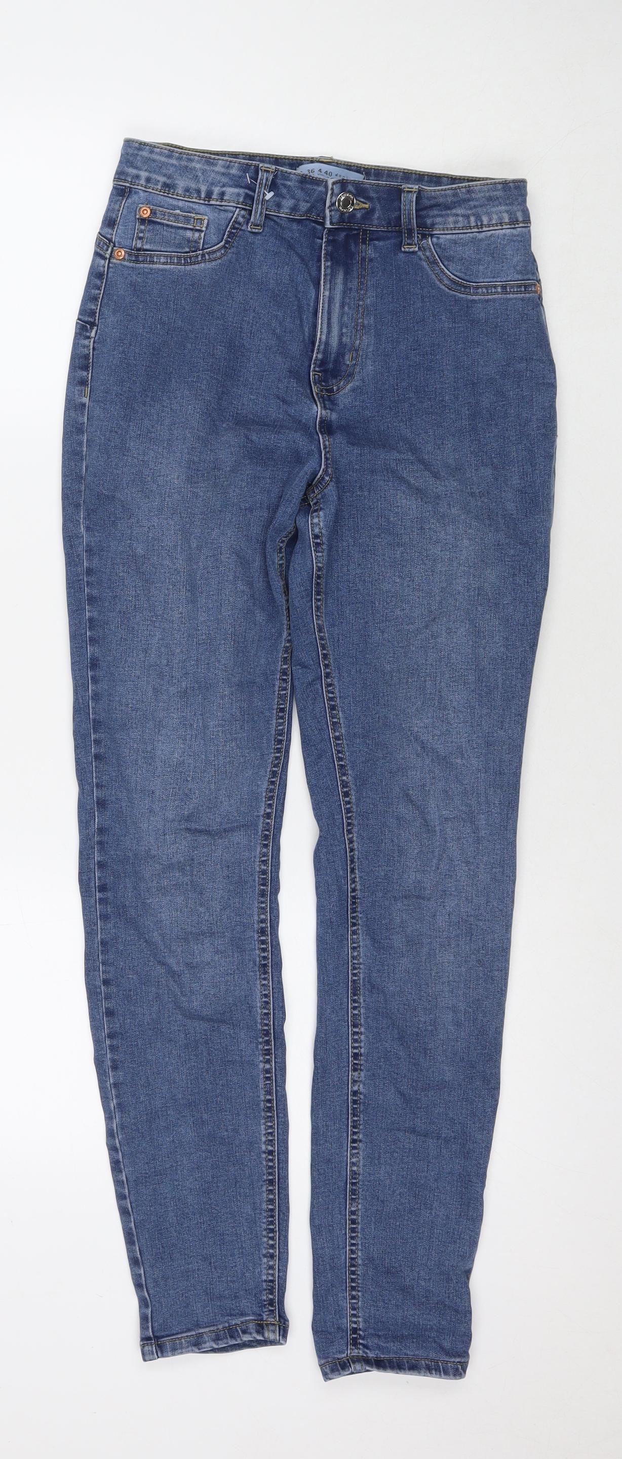 Denim & Co. Womens Blue Cotton Skinny Jeans Size 8 L28 in Regular Zip