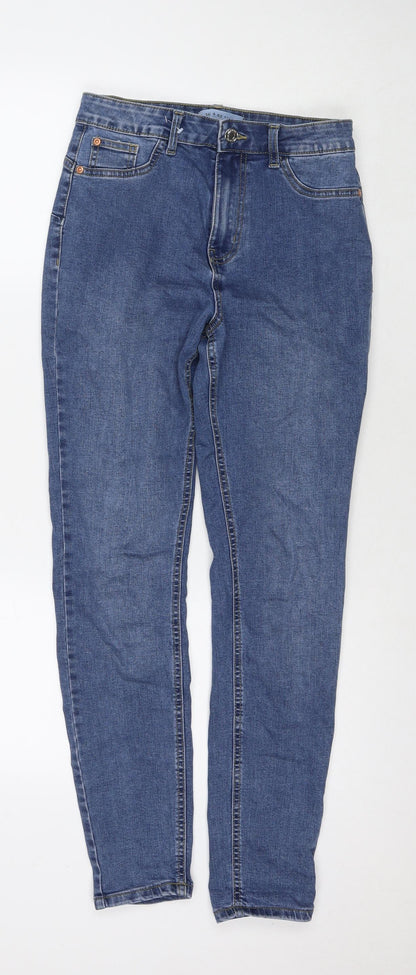 Denim & Co. Womens Blue Cotton Skinny Jeans Size 8 L28 in Regular Zip
