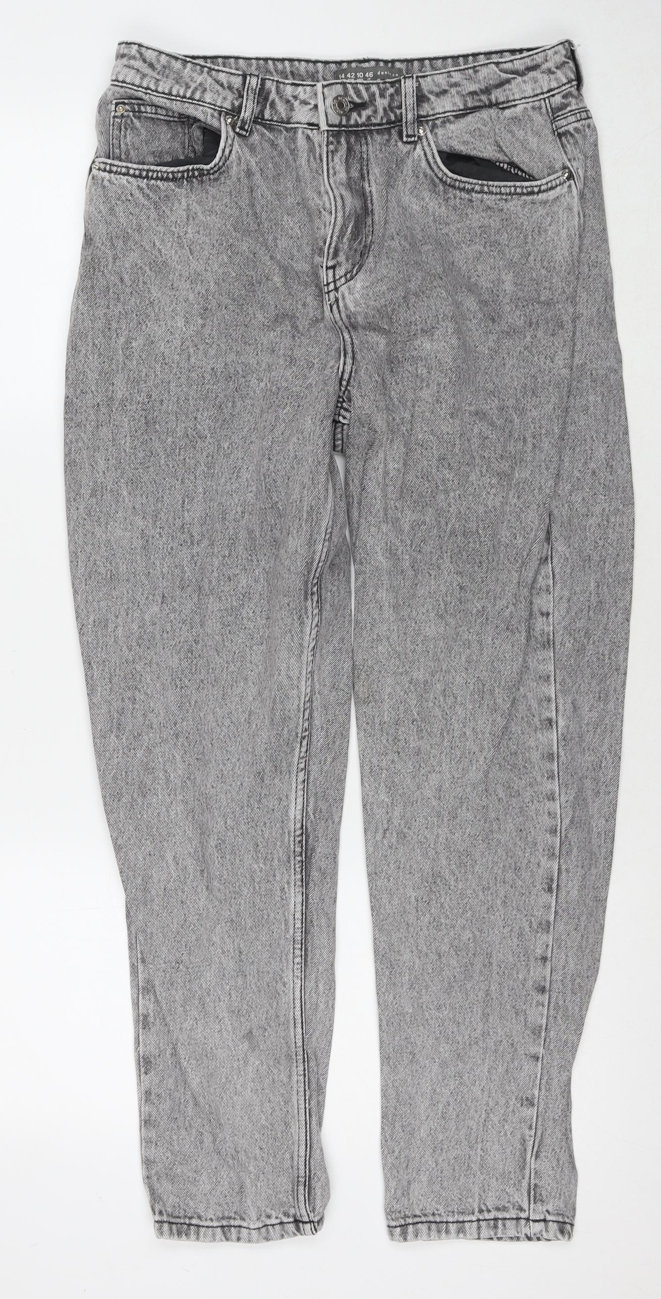 Denim & Co. Womens Grey Cotton Skinny Jeans Size 14 L28 in Regular Zip