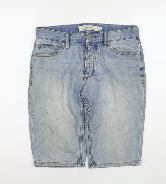 Topman Mens Blue Camel Bermuda Shorts Size 30 in L12 in Regular Zip